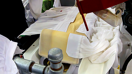 collar and cuff pressing in the processing plant